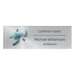 Badge D'identification Tortue de mer Agent immobilier moderne de la plage