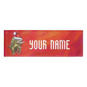 Badge D'identification Tricératops Noël En Rouge