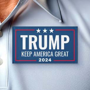 Badge D'identification Trump 2024 Gardez l'Amérique grande - bleu rouge