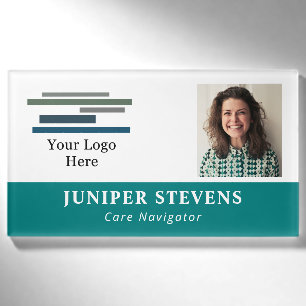 Badge D'identification Turquoise avec Logo & ID Photo Employé