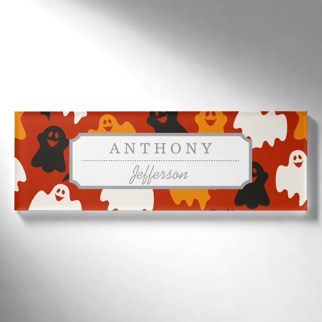 Badge D'identification Un Motif fantôme d'Halloween drôle et Éffrayant su (Devant)