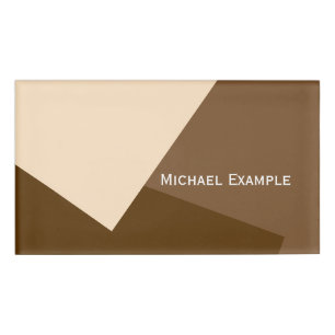 Badge D'identification Uniquement Arrière - plan couleur - beige brun + v