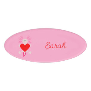 Badge D'identification Valentines Jour Amour Coeur Axolotl Personnalisé