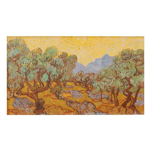 Badge D'identification Van Gogh Olive Trees Soleil Jaune Ciel (Devant)