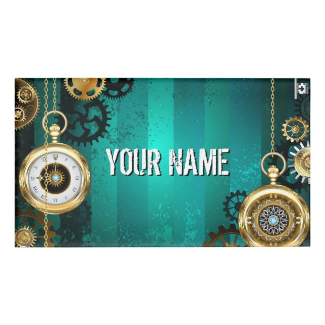 Badge D'identification Veille bijoux Steampunk sur un Arrière - plan vert (Devant)