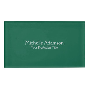 Badge D'identification Vert Couleur Professionnel Plat Moderne