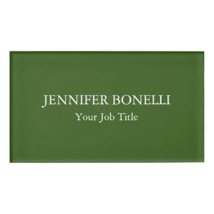 Badge D'identification Vert forestier minimaliste personnalisé customisé