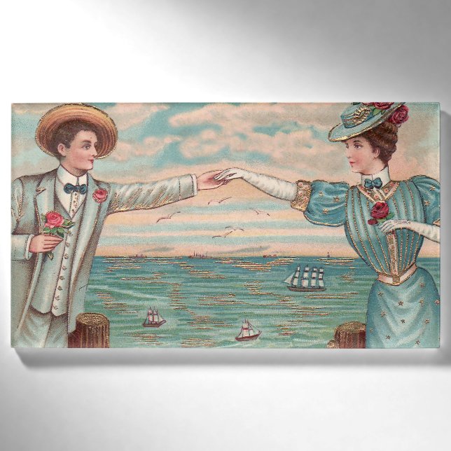 Badge D'identification Victorian Beach Love Dressy Ocean Mariage Couple (Devant)