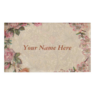 Badge D'identification Vintage Romance Couple : Antique Rose Girly Love