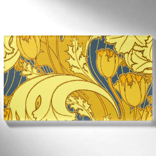 Badge D'identification Vintage Tulip Blue Gold Motif