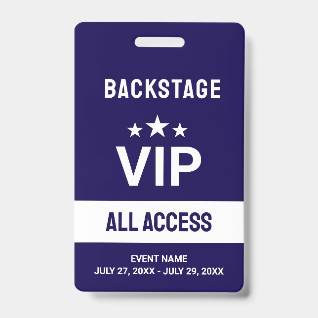 Badge d'identification VIP Backstage Accès illimit (Avant)