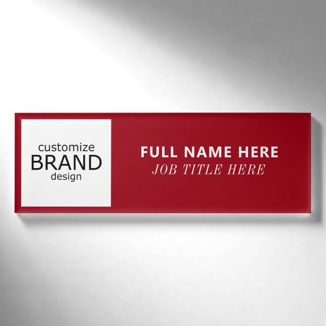 Badge D'identification Votre logo personnalisé Bourgogne & blanc Titre ma (Devant)