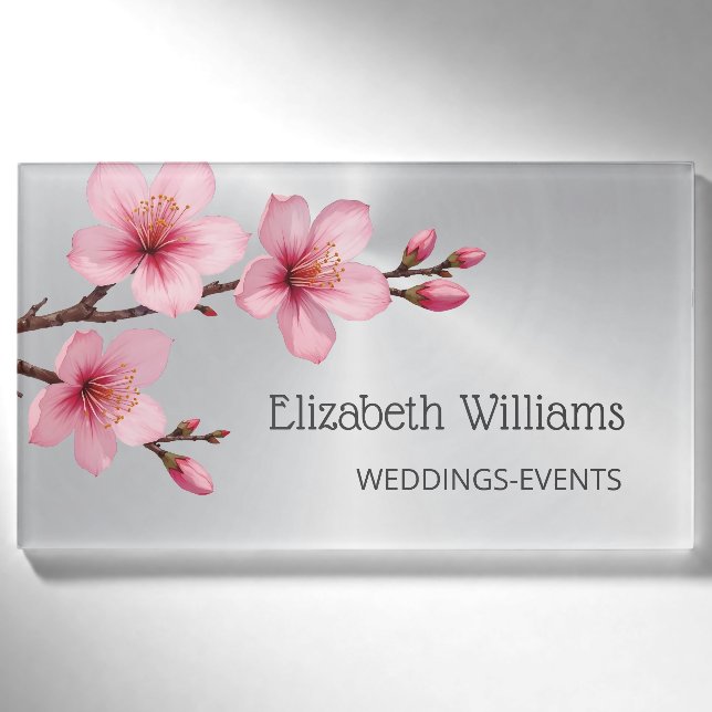 Badge D'identification Wedding planner d'argent rose Fleurs de cerisier (Devant)