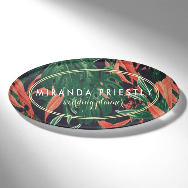 Badge D'identification Wedding planner Plante Tropical Gold Frame (Devant)