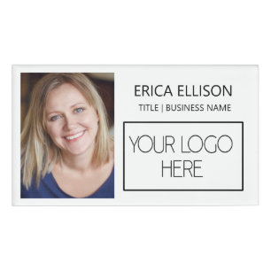 Badge D'identification White Custom Photo Logo Business