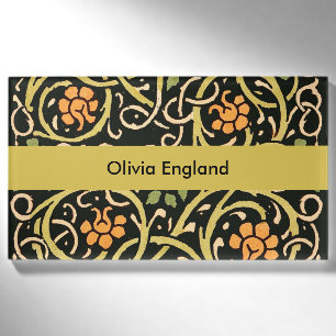 Badge D'identification William Morris Black Floral Art