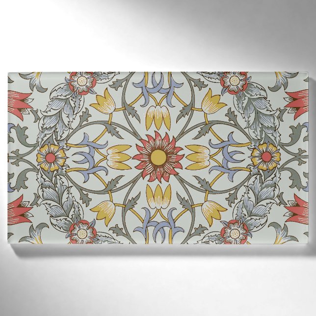 Badge D'identification William Morris Floral Circle Flower Illustration (Devant)
