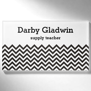Badge D'identification ZIGZAG pattern - black + your background & ideas