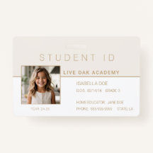 Badge d'identité de l'élève de l'école d'accueil |