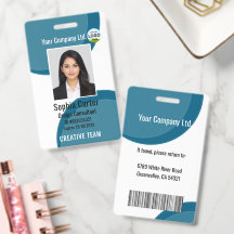 Badge d'identité de l'employé avec nom de photo pe