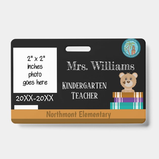 Badge d'identité de l'enseignant en tableau noir a (Front)