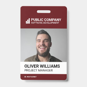 Badge d'identité de salarié avec photo et logo d'e