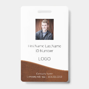 Badge d'identité employé Brun Rustique avec Code-b