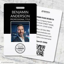 Badge d'identité moderne employé minimaliste noir