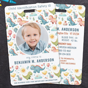 Badge Dinosaure de l'enfant mignon photo personnalisée c