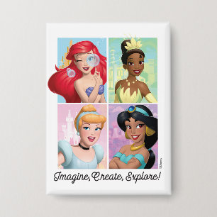 Badge Disney Princesse "Imaginez, Créez, Explorez !"