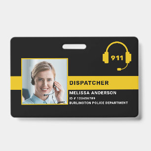 Badge Dispatcher Photo personnalisée Mince Gold Line ID