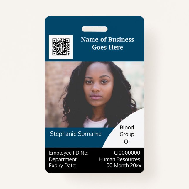 Badge do-it-yourself carte d'identité de l'employé bleu  (Devant)