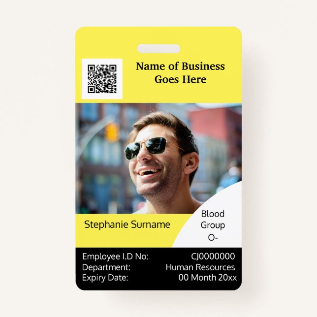 Badge do-it-yourself carte d'identité de l'employé jaune (Devant)