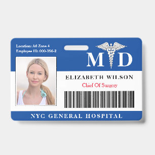 Badge Docteur MD ID photo de l'employé Médicale de l'