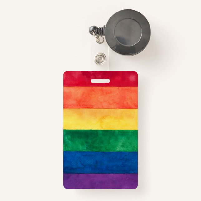 Badge Drapeau arc-en-ciel gay pride (Front with Retractable)
