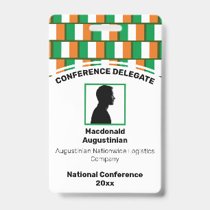Badge Drapeau d'IRLANDE Logo personnalisé Photo ID Nom