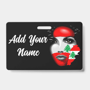 Badge Drapeau du Liban et carte sur le visage d'une fill