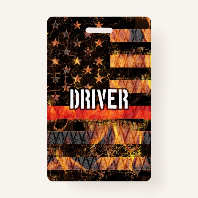 Badge Drapeau du pompier du conducteur (Devant)