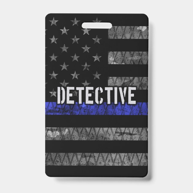 Badge Drapeau en détresse Detective Thin Blue Line (Avant)