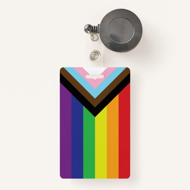 Badge Drapeau progressiste LGBTQIA (Front with Retractable)