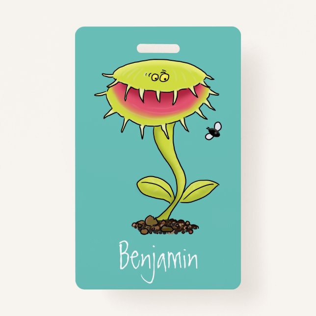 Badge Drôle carnivore Vénus piège à mouches plante dessi (Devant)