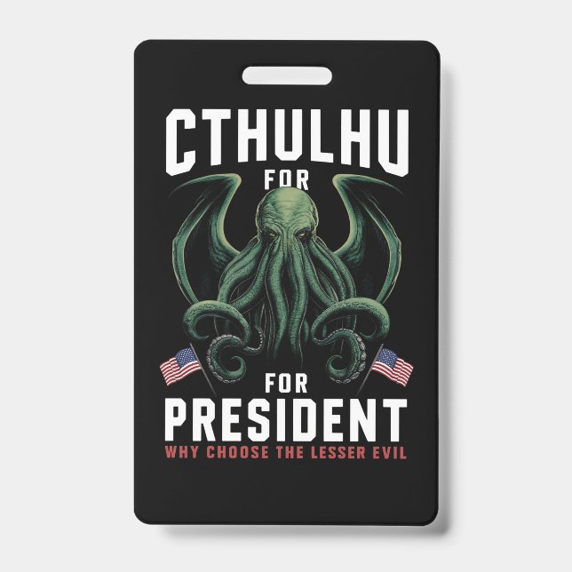 Badge Drôle d'élection 2024 Cthulhu pour Président  (Avant)