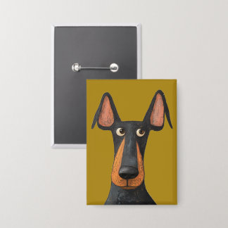 Badge Drôle Doberman Chien noir Tan Mustard Jaune