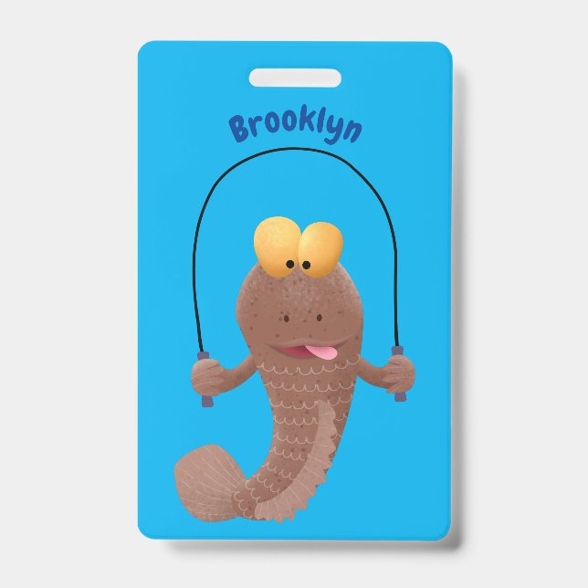 Badge Drôle sauter boudskipper poisson dessin animé (Avant)