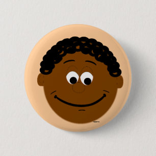 Badge du bouton Ethnic Boy Face Dark Smiles