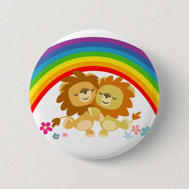 Badge du bouton Rainbow Tango-Cute Cartoon Lions (Devant)
