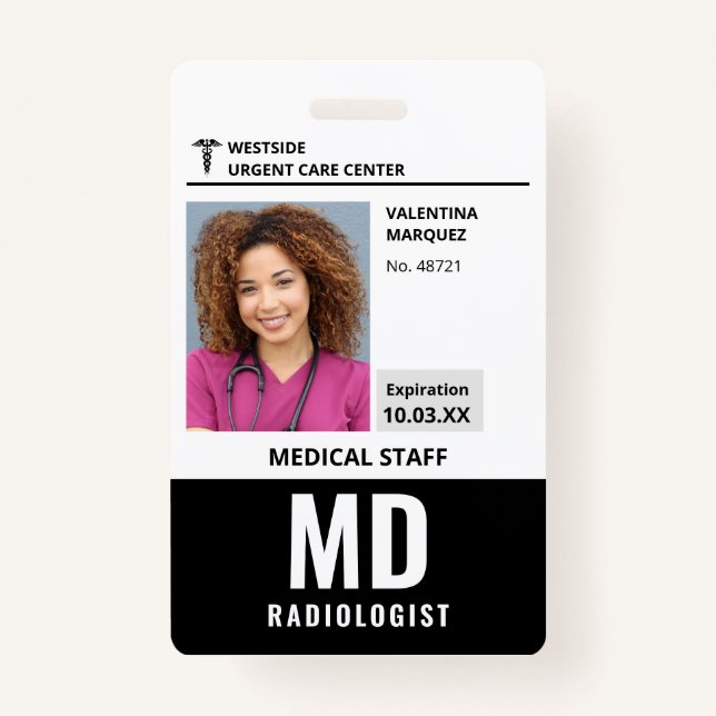 Badge du logo photo du radiologue MD ID (Devant)