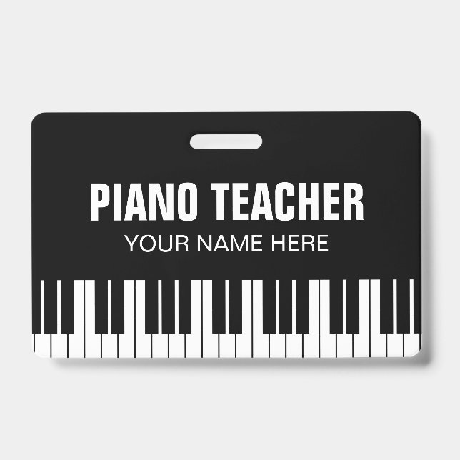 Badge du professeur de musique piano avec clip (Front)