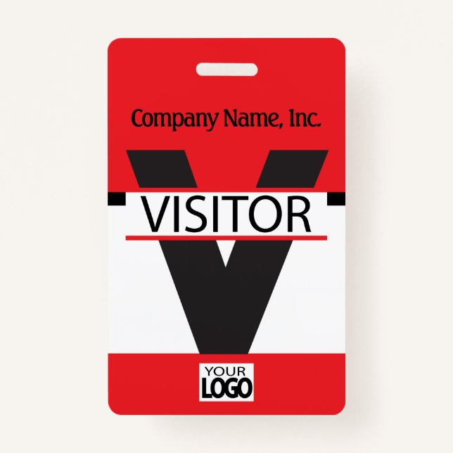 Badge du visiteur avec votre logo - Rouge (Devant)