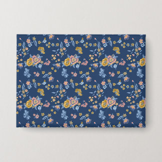 Badge Effet de filetage Arrière - plan bleu Motif floral